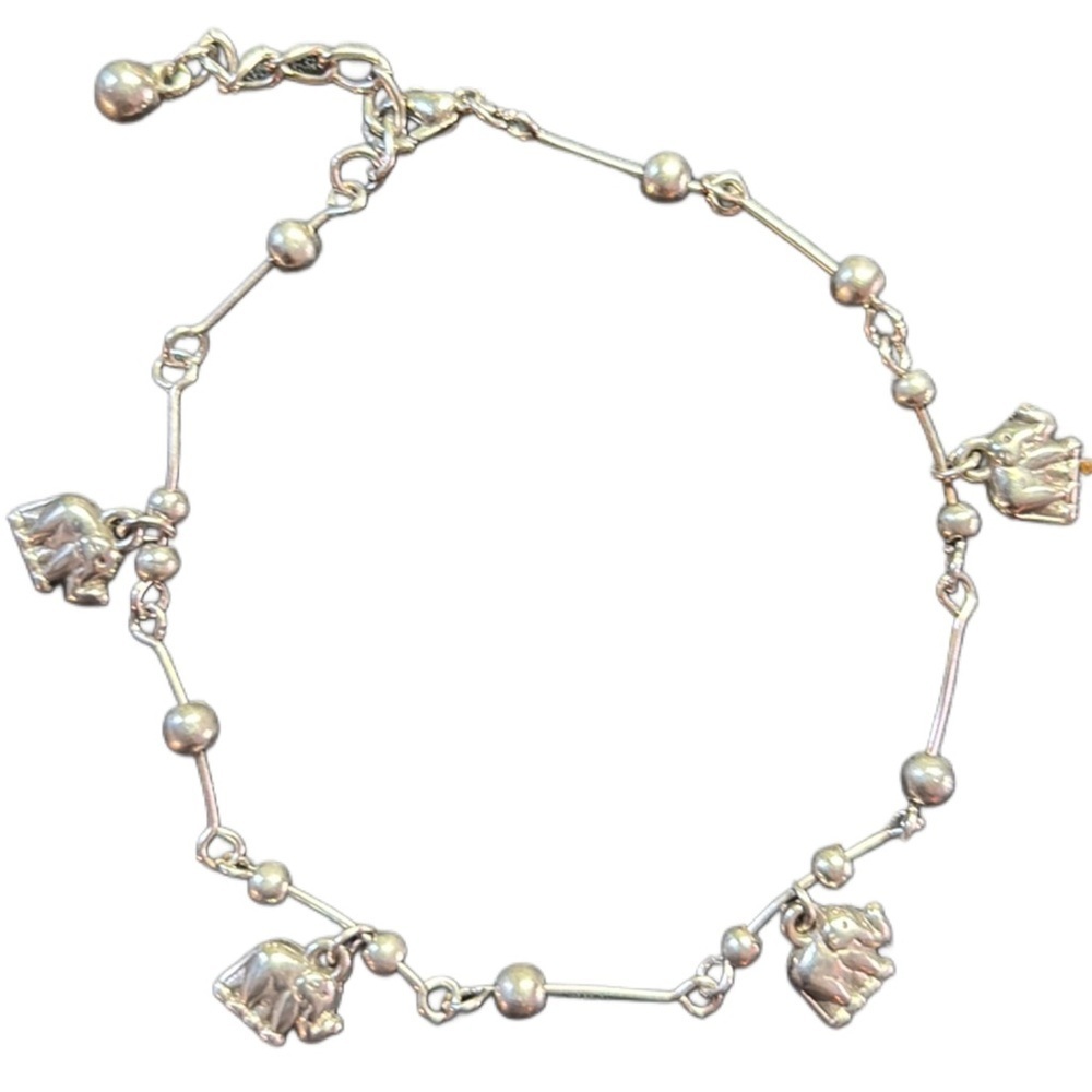 Sterling Silver Elephant Bracelet Or Anklet - Charming Elephant Charm Jewelry